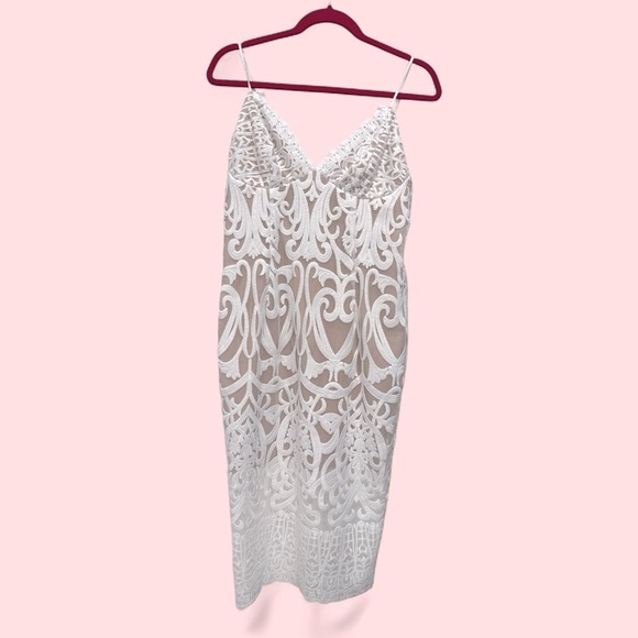 Bardot Gia Lace Midi Dress ivory cream size 10 L - Picture 5 of 14